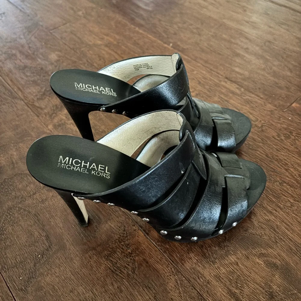 Michael Kors Black Leather Heels - Picture 2 of 3